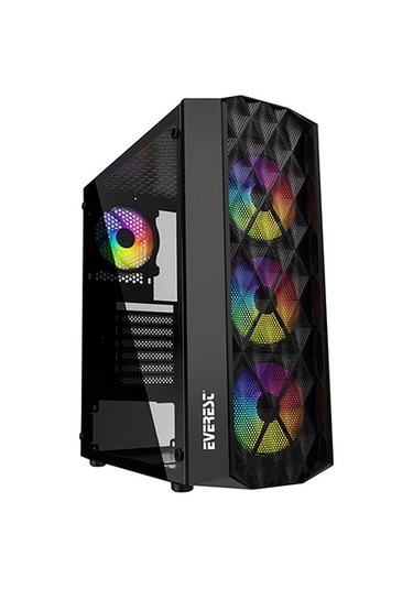 Everest Bumpy 4*12Cm Rainbow Fan Tempered Camlı Gaming Oyuncu Kasası