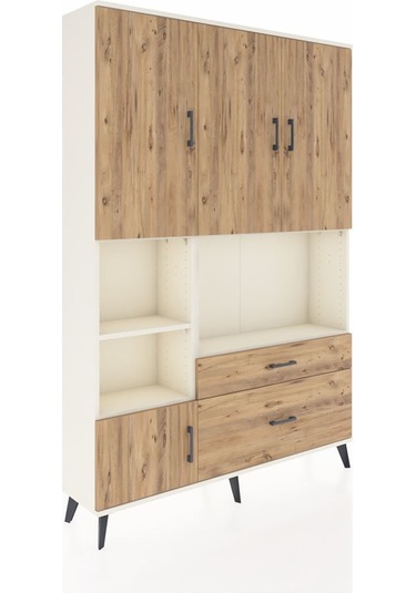 Arges Dolap 7 Raflı 2 Çekmeceli 5 Kapaklı 132x30x195 Aytaşı-çam/çam Atlas Çam/atlas Çam