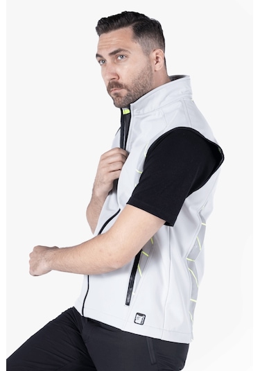 Tiger Softshell Yelek Açık Gri - Neon Sarı