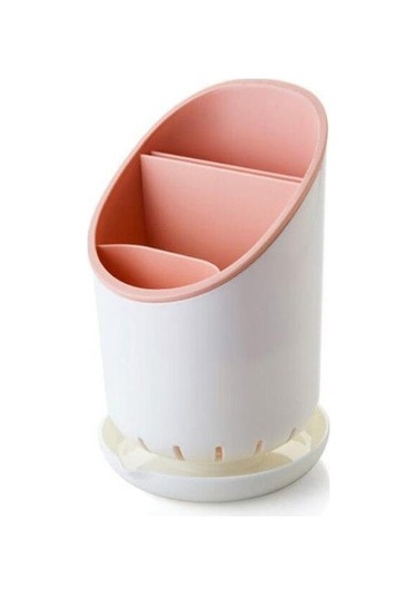 Novahub Pembe Sofra Depolama Braketi Plastik Drenaj Boru Konteyner Kurutma Raflı Stand Bıçaklar Kaşık Çatal Konteyner Mutfak Aracı Pembe