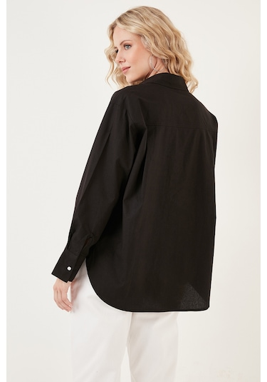 Lela Oversize % 100 Pamuk Poplin Bayan Gömlek Cf21S163867 Siyah