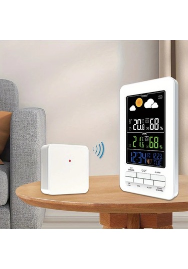 Motion003 1 Hava İstasyonu Dış Mekan Sensörlü Siyah Büyük Lcd Ekran İç Dış Sıcaklık Nem Basınç Hava Tahmini