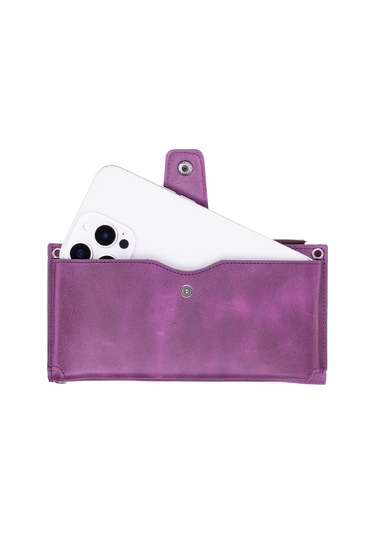 Bloominbag Lozan Strap Mulberry Velvet Gerçek Deri Çapraz Askılı Cüzdan Çanta Mor