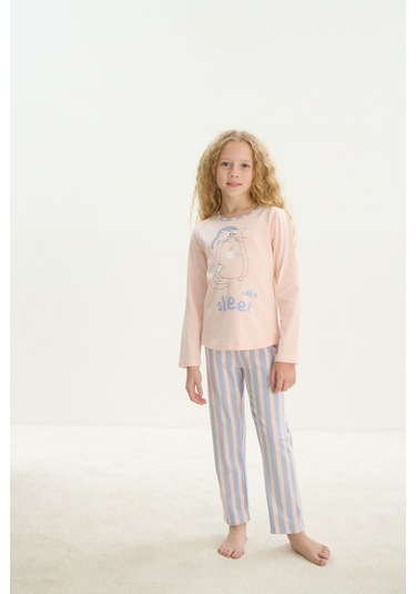 Sevim Kız Çocuk Uzun Kol Pembe Pijama Takım C4t0n7o8 001