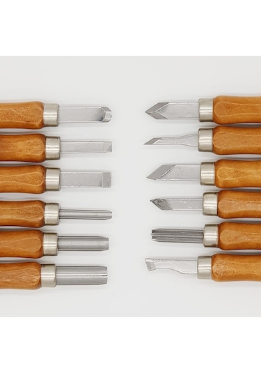 Rox Wood Mini Ahşap Oyma Bıçak Seti 12 Parça Pvc Çantalı