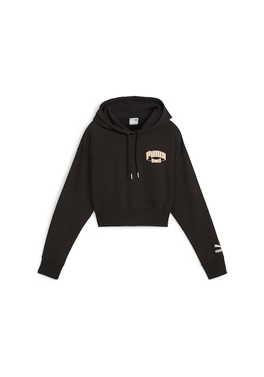 Puma Team Cropped Kadın Kapüşonlu Sweatshirt - Siyah