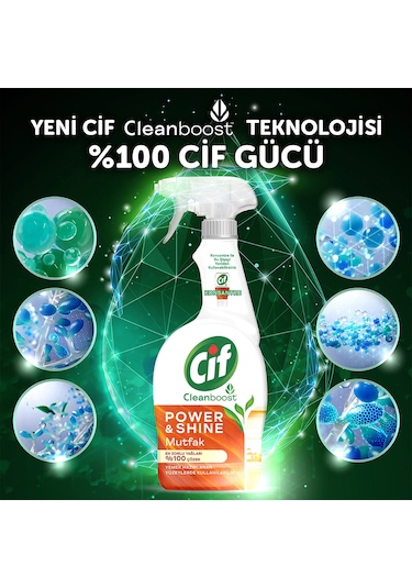 Cif Power & Shine Sprey Mutfak Temizleyici 4 x 750 ML