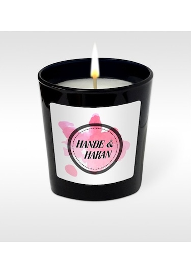 Kişiye Özel Siyah Cam Kasede Kokulu Mum (Model 3)