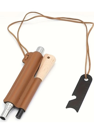 Elmpaly 3 Parça Acil Çakmağı Seti Magnezyum Çubuğu Çakmak Taşı Kesici Kampçılık Doğada Hayatta Kalma Altın