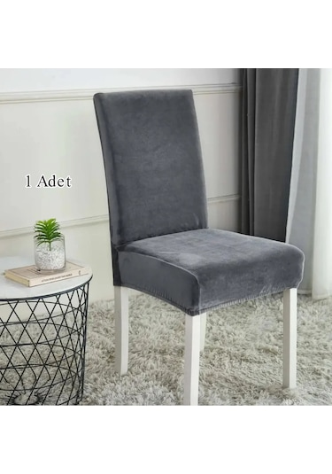 StarMall Ipek Kadife Sandalye Kılıfı Sandalye Örtüsü Lastikli Standart 1 Adet Antrasit