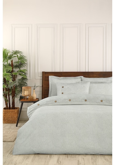 Özdilek Sadem Organik Soft Linen King Size Saten Nevresim Takımı Krem