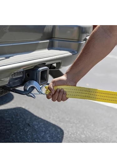 Hightower Sarı 20ft Ağır Hizmet Çekme Kayışı 2 İnç Sağlam Kancalı Yüksek Dayanımlı Diğer