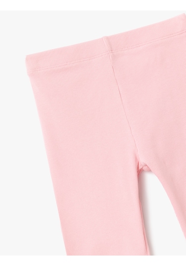 Koton Beli Lastikli Pamuklu Basic Kısa Tayt Pembe 5skg40010ak Gül