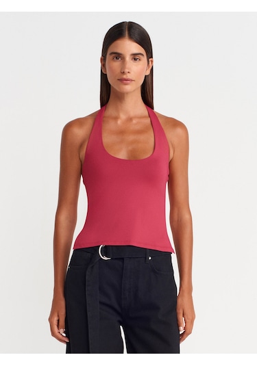 Dilvin 31753 Halter Yaka Top-koyu Fuşya Koyu Fuşya