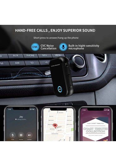 Sones Araç Bluetooth 5.0 Ses Alıcısı 3.5mm Bluetooth Dönüştürücü