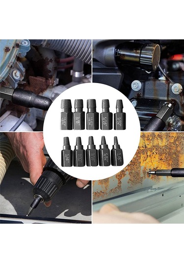 Xurunkeji Yükseltme Vida Çıkarma Seti, 10 Adet 3.2-10.3mm Ağır Hizmet Tipi Altıgen Başlı Vida Çıkarma Seti Pas Hasarlı Cıvatalar İçin 8x5x3cm