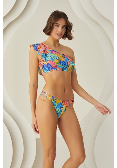 Loya Kadın Renkli Fresh Flower Tek Omuz Tek Üst Bikini Çok Renkli