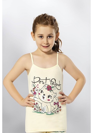 Kota 3408x12 Kız Çocuk 12'li Likralı İp Askılı Karışık Desen Atlet-renkli Asorti