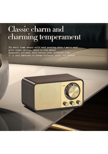 Reedark Jy-66 Ahşap Kablosuz Bt5.0 Hoparlör Retro Klasik Soundbox Süper Bas Subwoofer Fm Radyo Desteği Tf U Disk Aux In Müzik Çalma