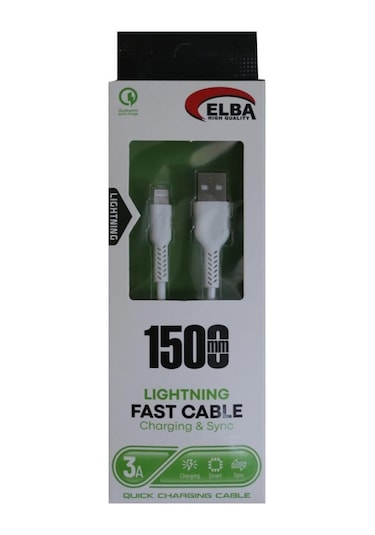 Elba Elb38-l1 1,5mt İphone Uyumlu Lightning Beyaz 3a Hızlı Şarj Kablosu