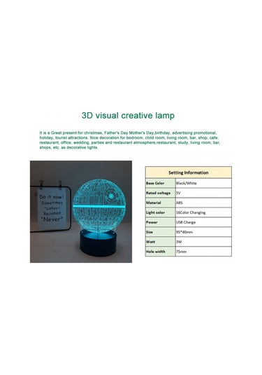 Soulader Star Wars Temalı 3d Işık Görüntüsü Gece Lambası Uzaktan Kumandalı Dekoratif Aydınlatma Beyaz
