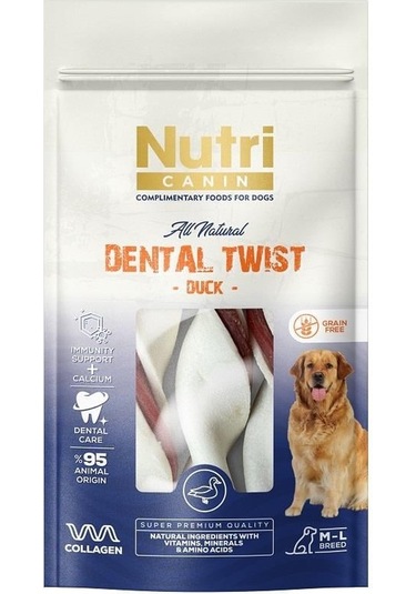 Nutri Canin Dental Twist Ördekli Diş Sağlığı Köpek Ödülü 80 G