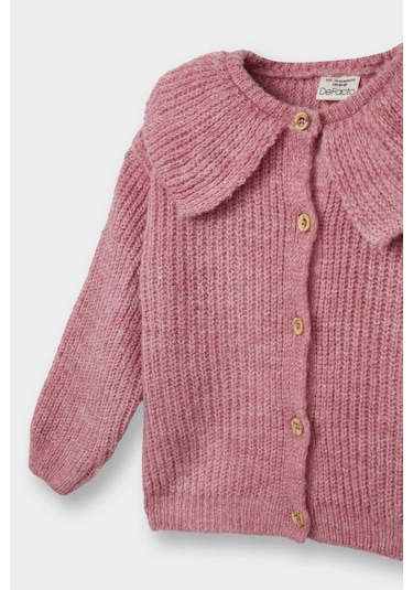 Defacto Kız Bebek Büyük Yaka Düğmeli Triko Hırka F2655a525wnbr82 Bordo