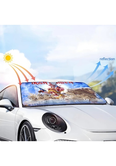 Goldenqian I-ıron Maıden Araba Pencere Ön Cam Kapak Güneş Gölge Otomatik Güneşlik Araba Kapakları Araba Güneş Koruması Z4