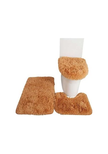 Didadodo 3 Parça Yumuşak Banyo Paspas Seti - Su Emici, Kaymaz Kapağı Ve U Şekilli Halı Haki, Kumaşlı Haki