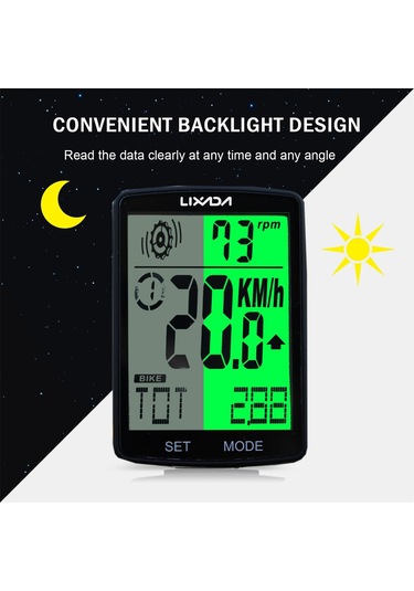 Lıxada 2.8 İnç Bisiklet Kablosuz Bilgisayar Beyaz Kabuk Yeşil Işık Beyaz