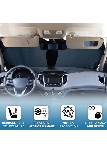 Araba Ön Cam Güneşliği - Uv Işınlarını Engeller Güneşlik Koruyucu, Ön Cam Güneşlikleri, Katlanabilir Araba Güneşliği Ön Cam Newway 150 70cm