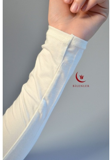 Pratik Tesettür Penye Kolluk- Namaz Kolluk-bej Beyaz