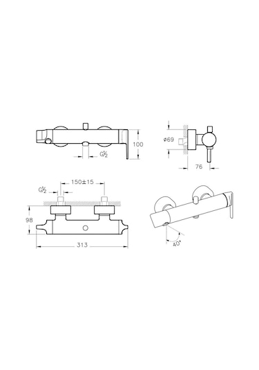 Vitra Suit A42818 Banyo Bataryası Krom