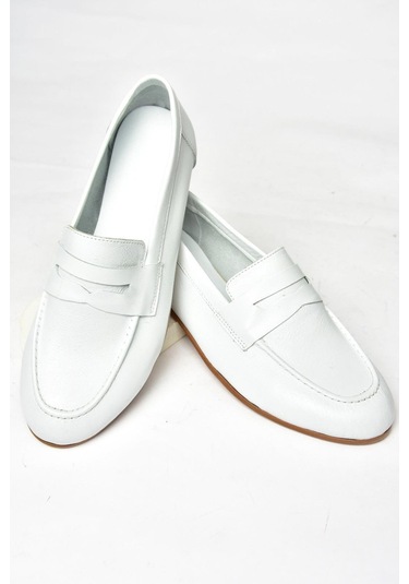 Fox Shoes S944007803 Beyaz Hakiki Deri Kadın Babet Beyaz-hakiki Deri Beyaz