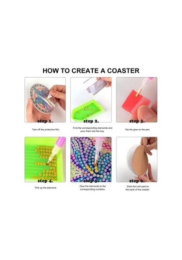 Novahub Elmas Boyama Bardak Altlığı Seti - Ahşap Dıy Noel Sanat Zanaat Kit - 6 Adet Ahşap Bardak Altlığı Ve Aksesuarlar Diğer