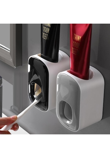 Gri Otomatik Diş Macunu Dispenseri Tutucu Duvara Monte Sıkacağı Diş Macunu Çocuklar Ev Banyo Aksesuarları Için Gri