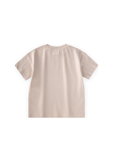 Cigit Slogan Baskılı T-shirt 2-10 Yaş Açık Bej