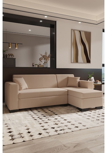 Modalife Toronto Salon & Oturma Odası Uzanmalı Köşe Takımı & L Koltuk Krem