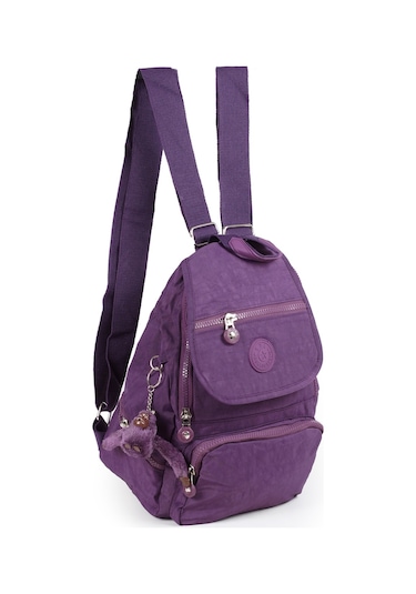 Küçük Boy Krinkıl / Klinkır Su Geçirmez Uzun Askılı Çok Gözlü Günlük Kadın Sırt Çantası Mor 12-4g Mor
