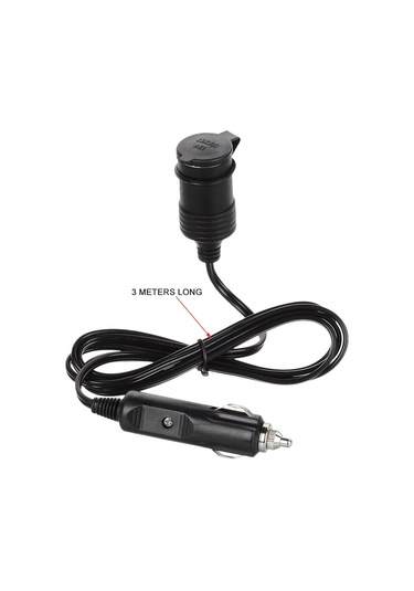 Dofolink 12v 6a Siyah 2 Metre Kablolu Sigara Çıkartma Soketi, 20 Awg Teli İle Güç Uzantı Kablosu