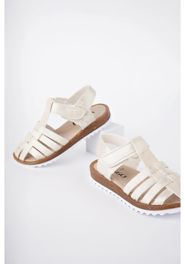 Muggo Rapunzel Garantili Günlük Ortopedik Hafif Taban Cırtlı Kız Çocuk Sandalet Bej