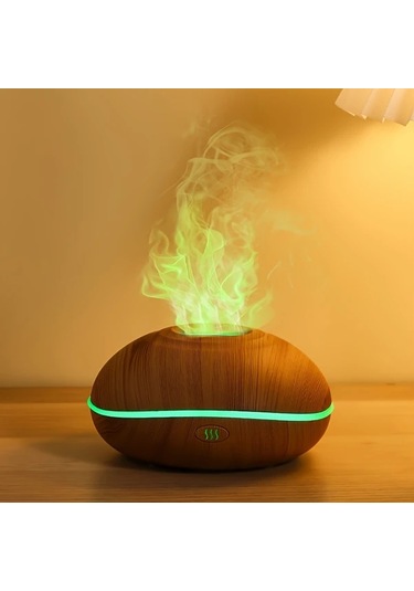 Techbloom Aroma Nemlendirici Esansiyel Yağ Eklenebilir Renkli Aydınlatma Wood Grain Color Küçük Rahatlatıcı Makine