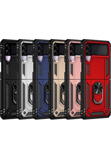 Galaxy Uyumlu Z Flip 3 Kılıf Tchs Vega Kapak - Siyah Siyah