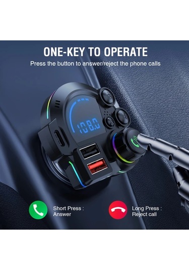 Honeybeeshop P22 Kablosuz Araç Mp3 Çalar El Free Arama Mono Ses Kablosuz Bağlantı Pd 20w Qc 3.0 Uyumlu Araç Priz 36v Pil Gerektirmez