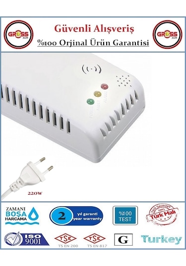 İtek Gaz Dedektörü - Doğalgaz Alarm Dedektörü - 220w