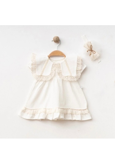 Işıl Baby Dantel Yaka Detaylı Elbise Ekru