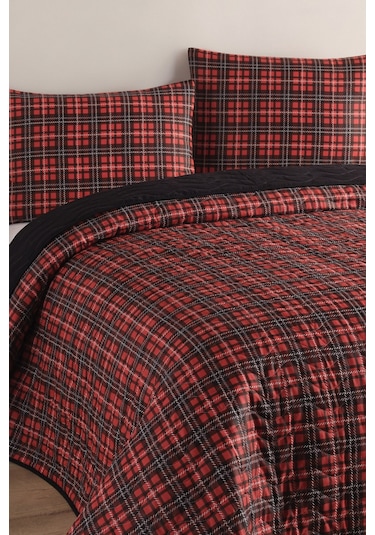 Çok Amaçlı Örtü Çift Kişilik İskoç Kırmızı