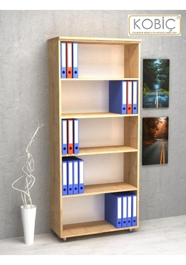 Kobiç Ofis Dosya Dolabı Raflı Suntalam Dolap 70x35x185 Cm Meşe Meşe
