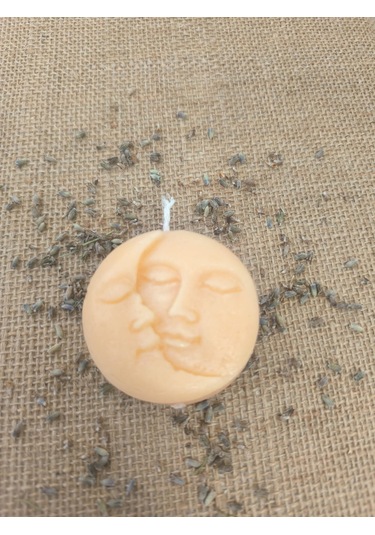 Güneş Ve Ay Yüzlü Dekoratif Mum, Tek Renk Koyu Bej