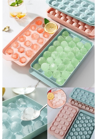 Küre Buz Kalıbı Kapaklı 33 Hazneli Yuvarlak Buz Kalıbı Kokteyl Sunum Buz Kalıbı Diğer